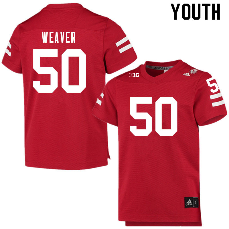 Youth #50 Jailen Weaver Nebraska Cornhuskers College Football Jerseys Sale-Scarlet
